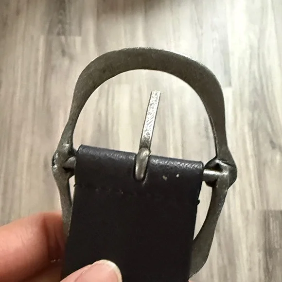 Free People Black Leather Belt with Silver Buckle M/L - Picture 4 of 5